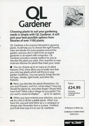 Leaflet for Sinclair QL Gardener